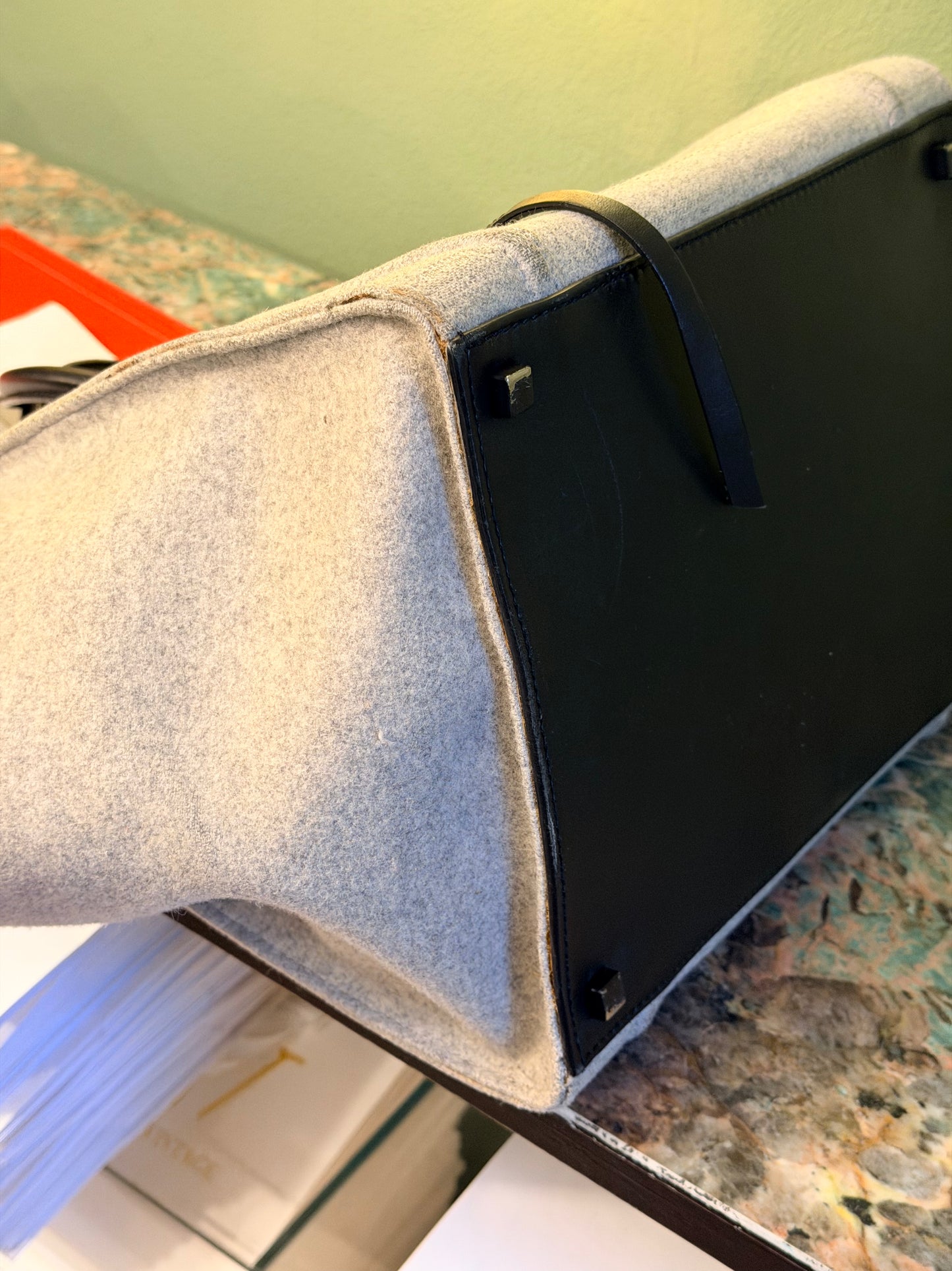 CÈLINE GREY FELT PHANTOM TOTE HANDBAG