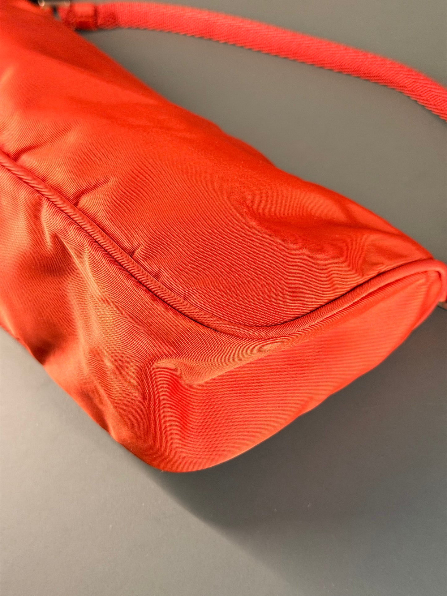PRADA RED NYLON SHOULDER BAG