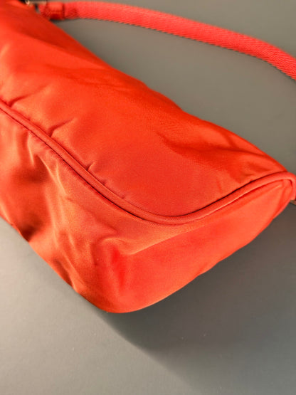PRADA RED NYLON SHOULDER BAG
