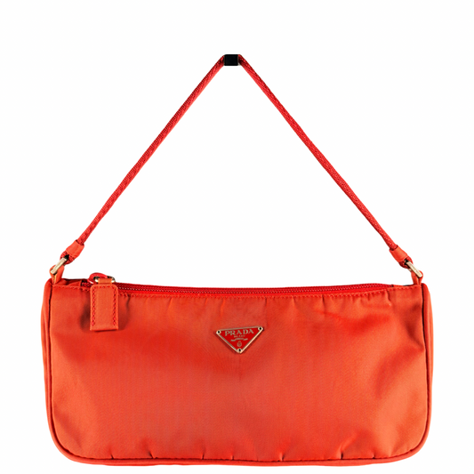 PRADA RED NYLON SHOULDER BAG
