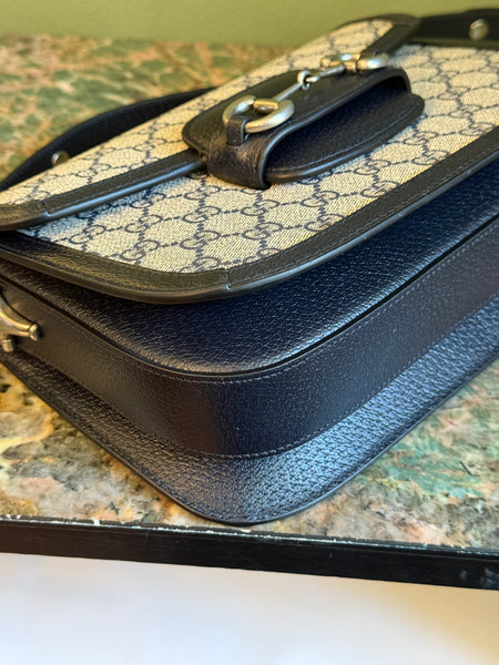 GUCCI NAVY GG SUPREME HORSEBIT 1955 SHOULDER BAG