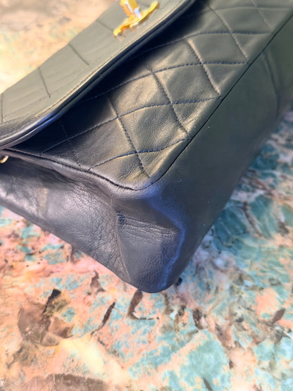 CHANEL BLACK LAMBSKIN SINGLE FLAP CROSSBODY BAG