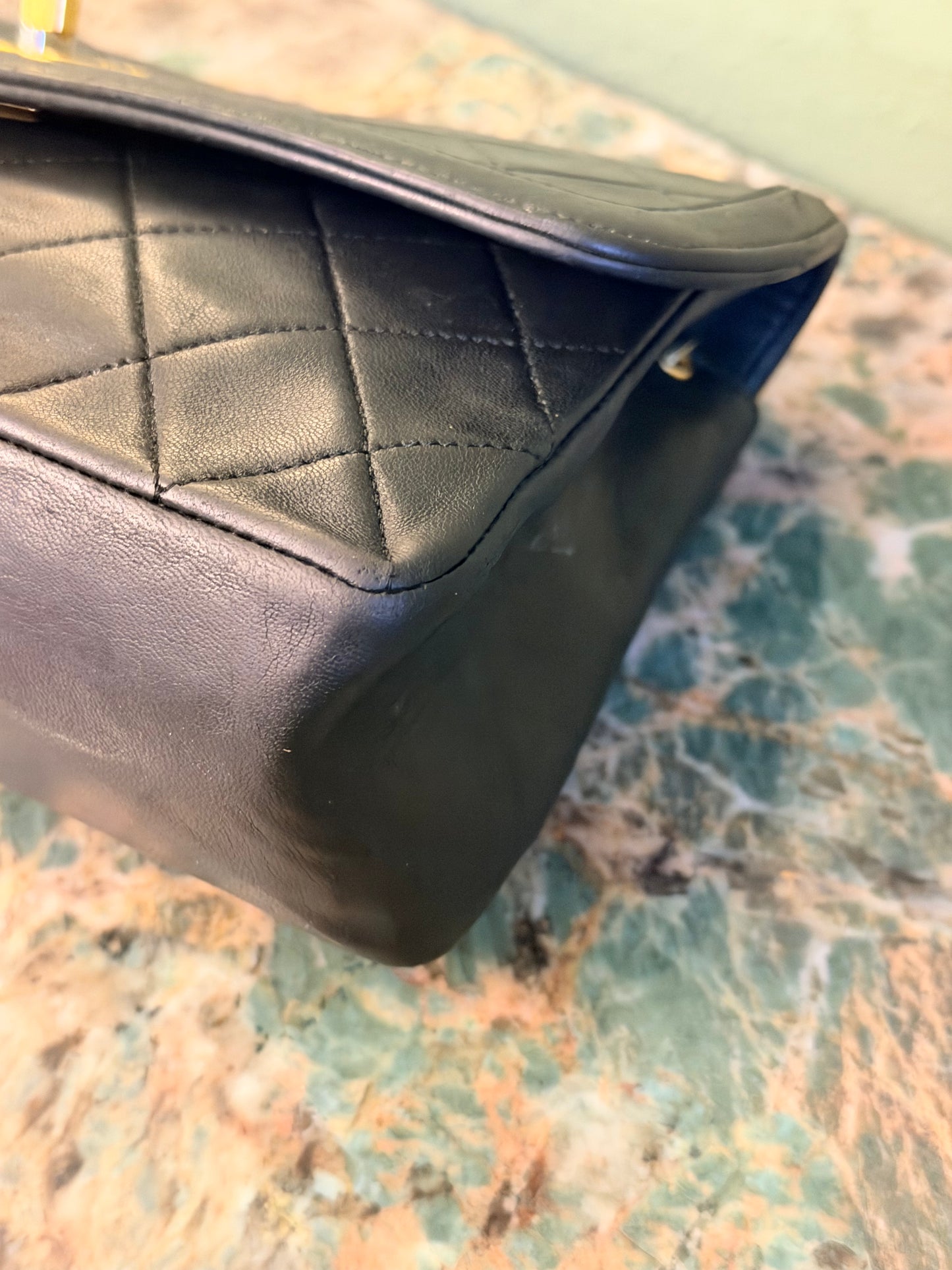 CHANEL BLACK LAMBSKIN SINGLE FLAP CROSSBODY BAG