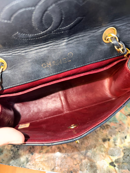 CHANEL BLACK LAMBSKIN SINGLE FLAP CROSSBODY BAG