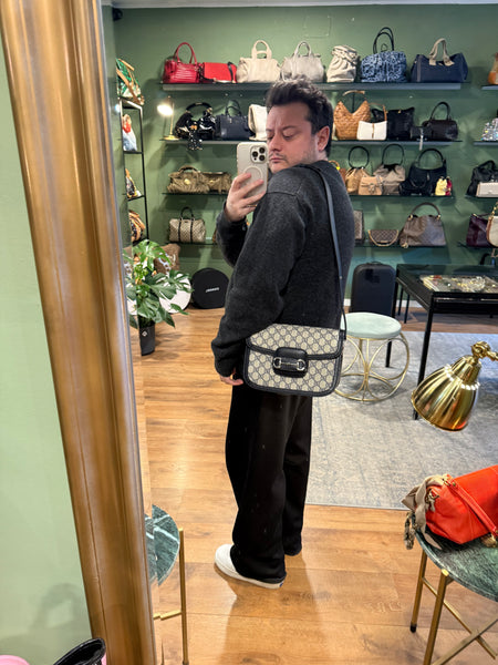 GUCCI NAVY GG SUPREME HORSEBIT 1955 SHOULDER BAG