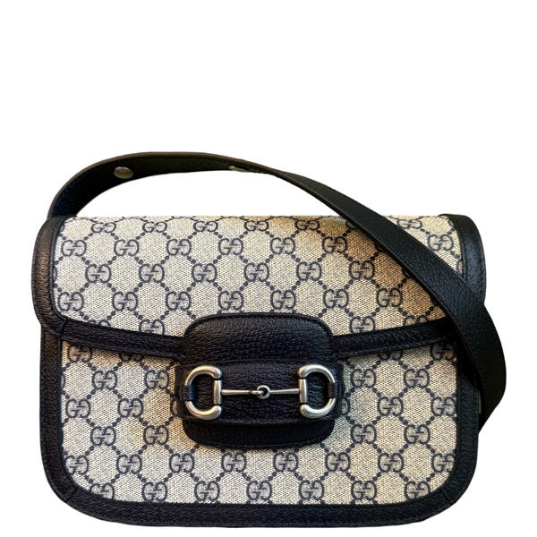 GUCCI NAVY GG SUPREME HORSEBIT 1955 SHOULDER BAG