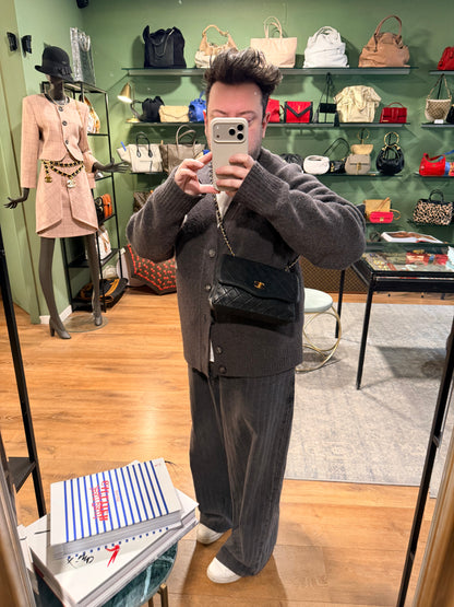 CHANEL BLACK LAMBSKIN SINGLE FLAP CROSSBODY BAG