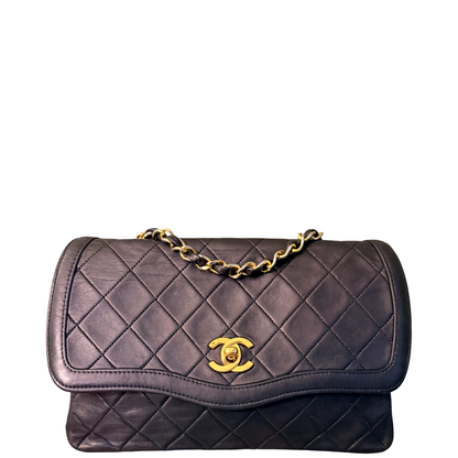 CHANEL BLACK LAMBSKIN SINGLE FLAP CROSSBODY BAG
