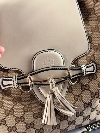 GUCCI GG CANVAS EMILY FLAP HOBO BAG