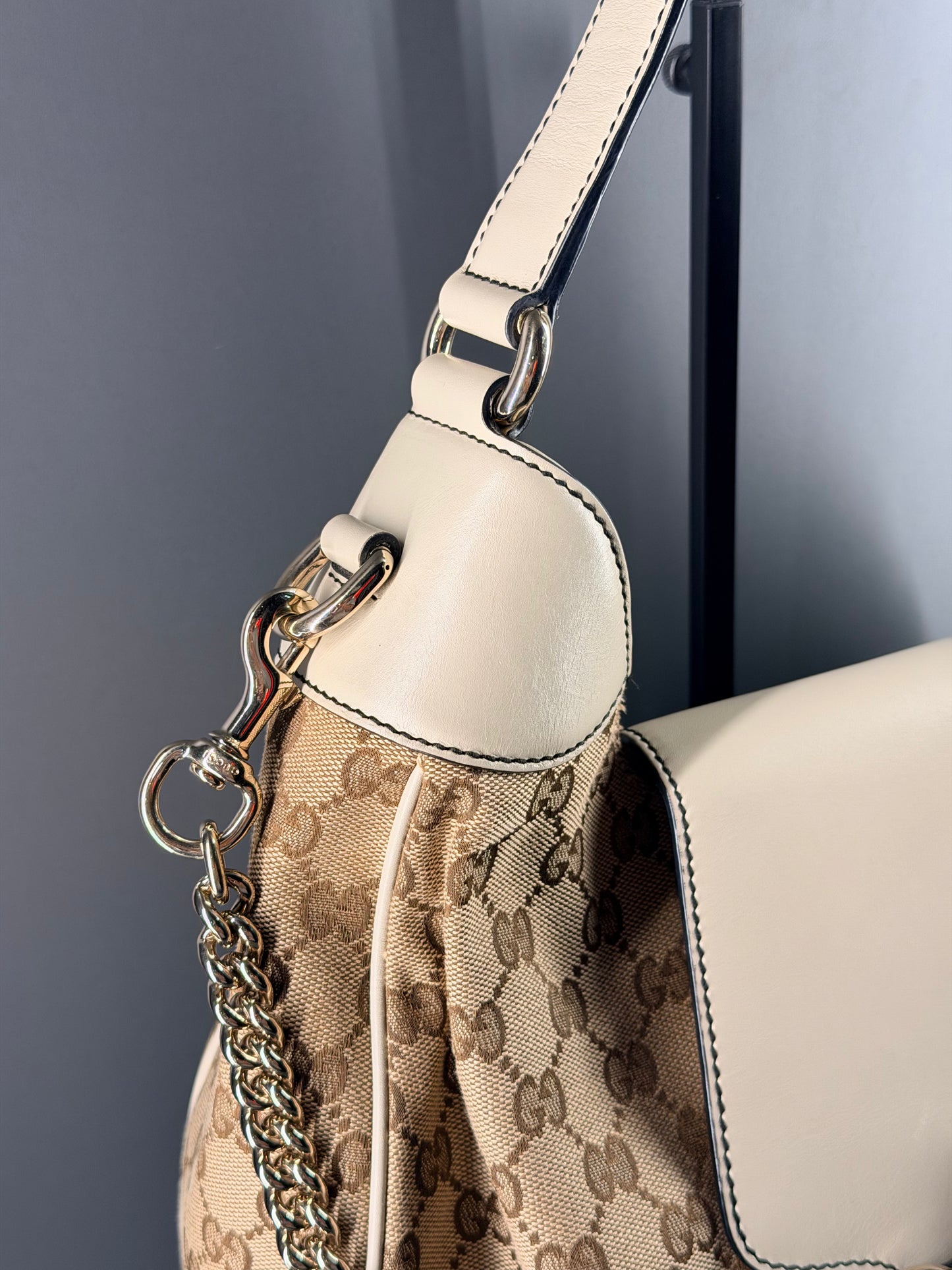 GUCCI GG CANVAS EMILY FLAP HOBO BAG