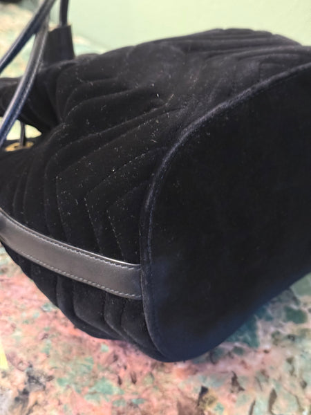 GUCCI BLACK VELVET MARMONT BUCKET BAG