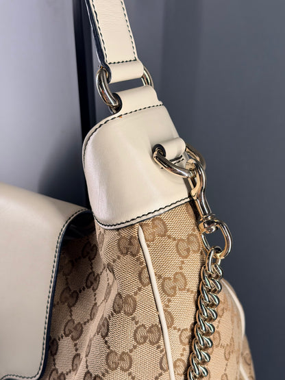 GUCCI GG CANVAS EMILY FLAP HOBO BAG