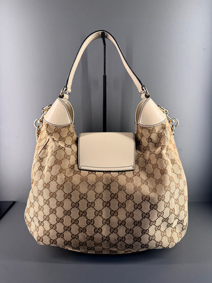 GUCCI GG CANVAS EMILY FLAP HOBO BAG
