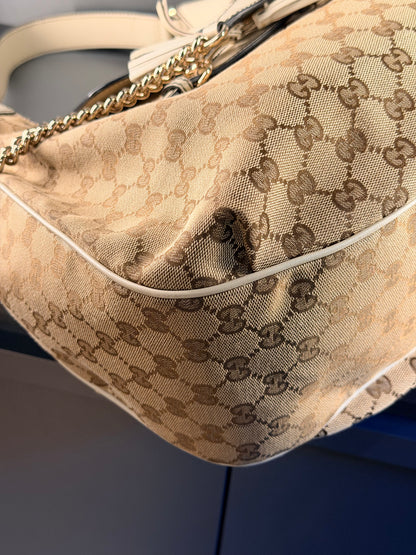 GUCCI GG CANVAS EMILY FLAP HOBO BAG