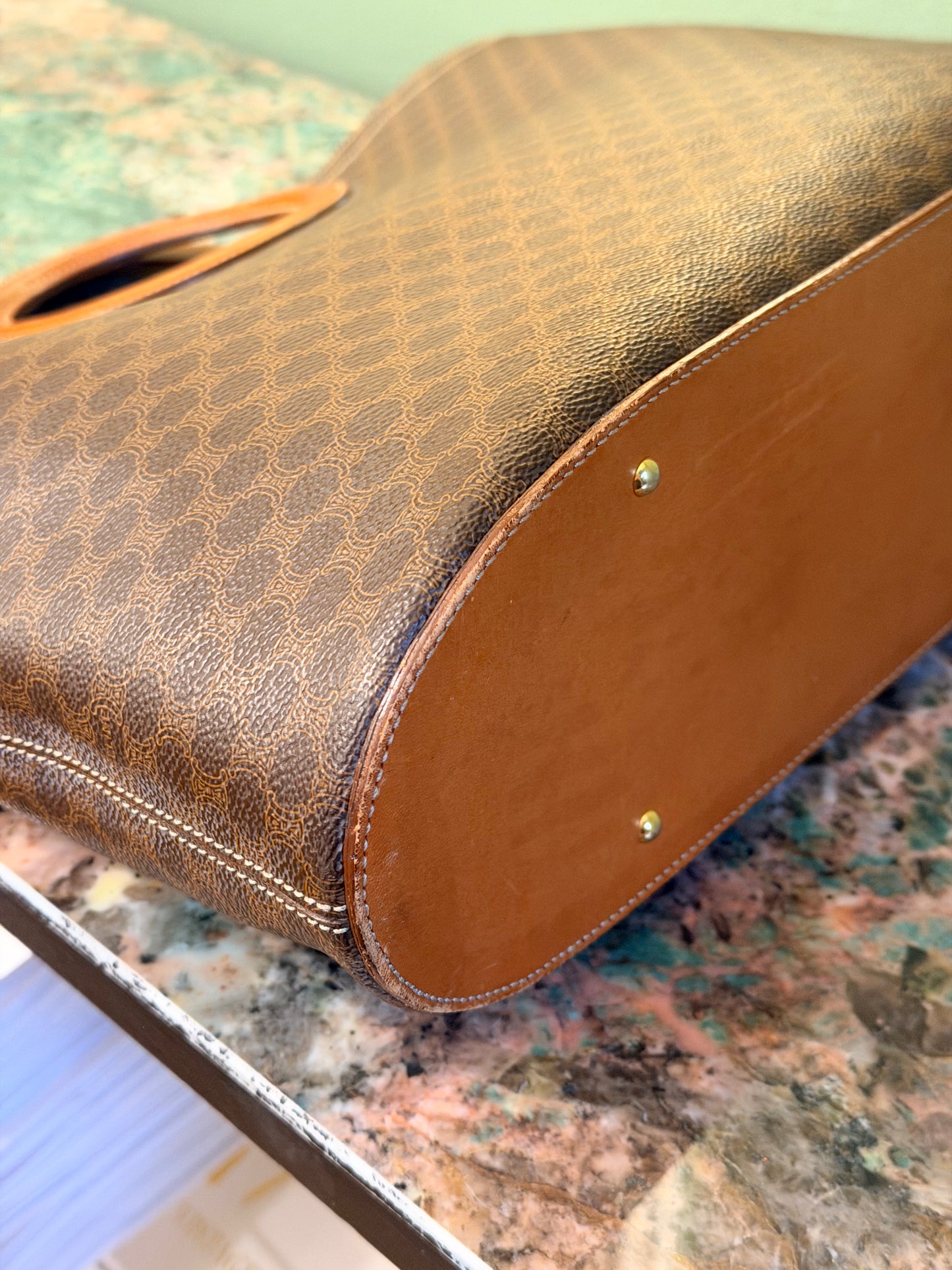 CÈLINE MACADAM CANVAS TOTE HANDBAG