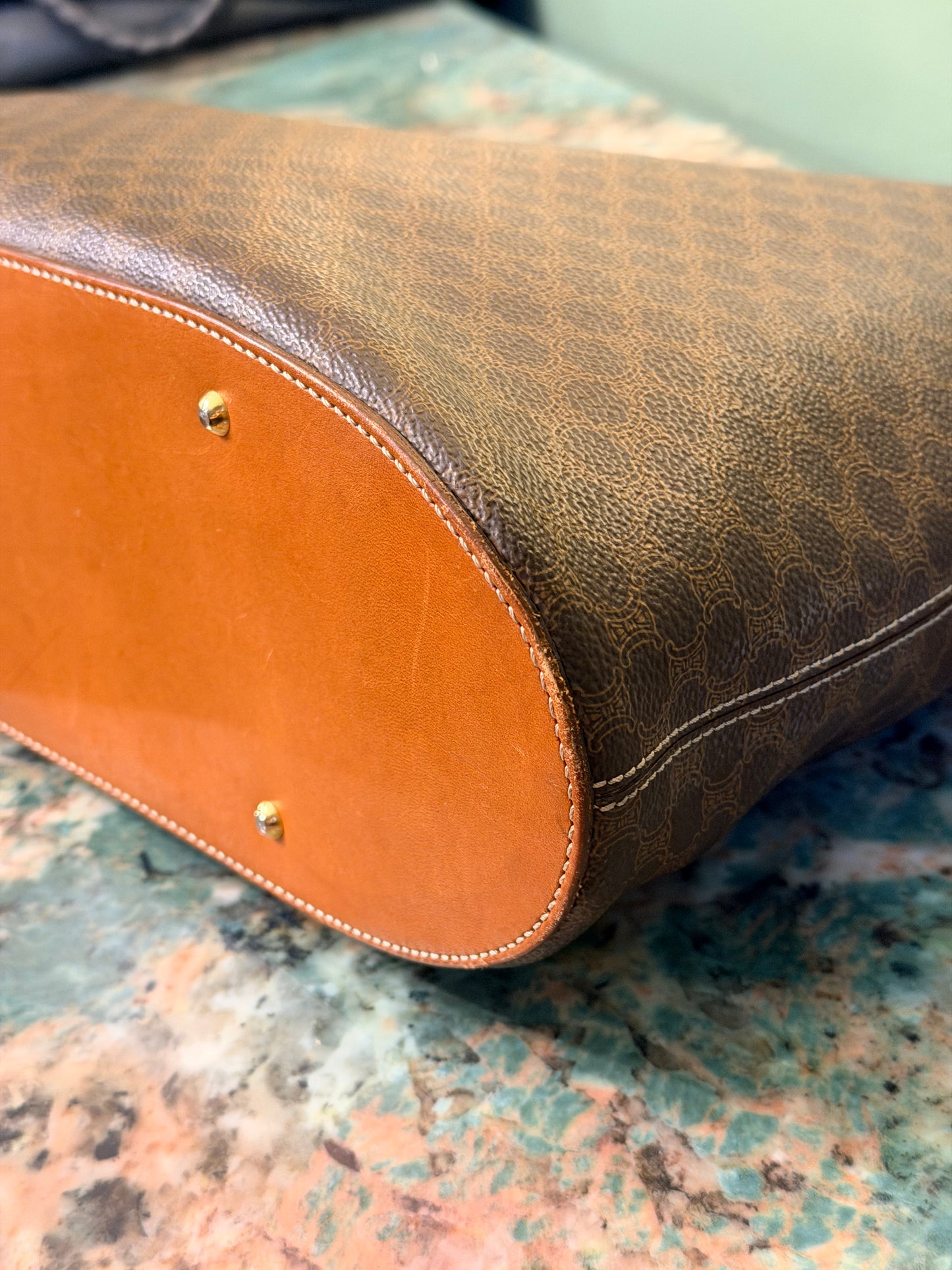 CÈLINE MACADAM CANVAS TOTE HANDBAG