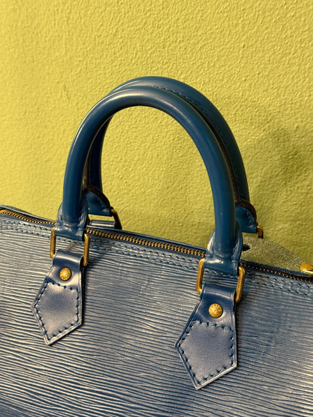 LOUIS VUITTON BLUE EPI SPEEDY 25 HANDBAG