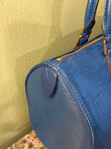 LOUIS VUITTON BLUE EPI SPEEDY 25 HANDBAG