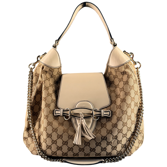 GUCCI GG CANVAS EMILY FLAP HOBO BAG