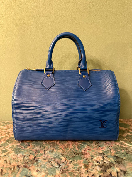 LOUIS VUITTON BLUE EPI SPEEDY 25 HANDBAG