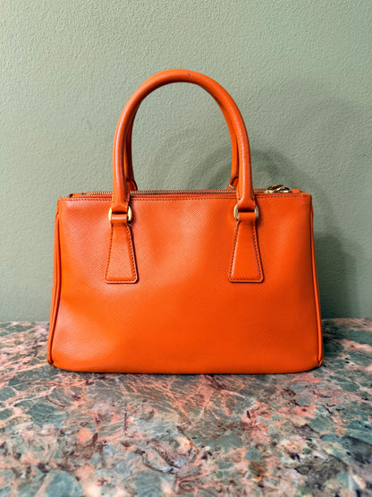 PRADA ORANGE SAFFIANO SMALL GALLERIA HANDBAG