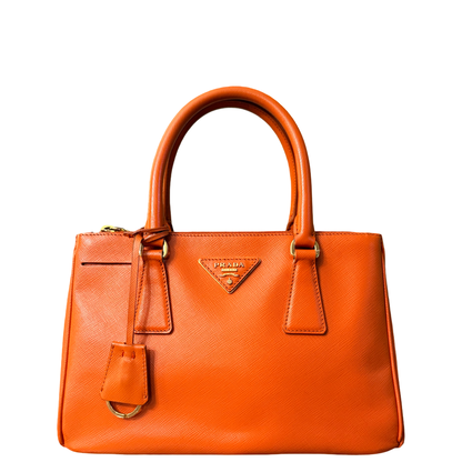 PRADA ORANGE SAFFIANO SMALL GALLERIA HANDBAG