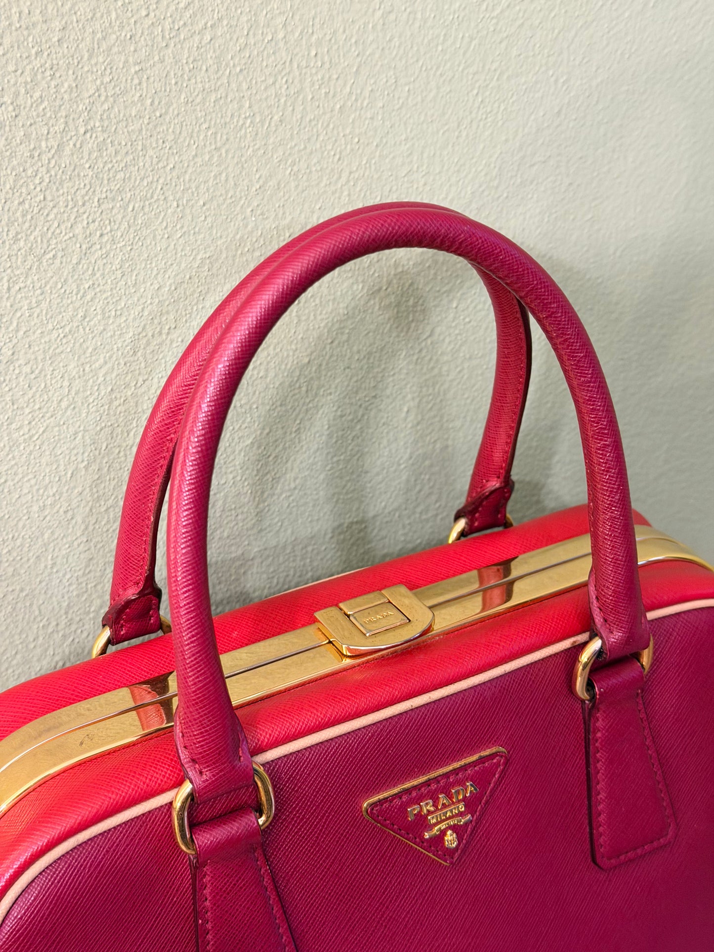 PRADA TRI COLOR SAFFIANO LUX PYRAMID HANDBAG