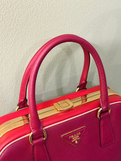 PRADA TRI COLOR SAFFIANO LUX PYRAMID HANDBAG