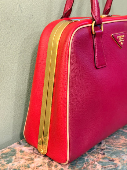 PRADA TRI COLOR SAFFIANO LUX PYRAMID HANDBAG