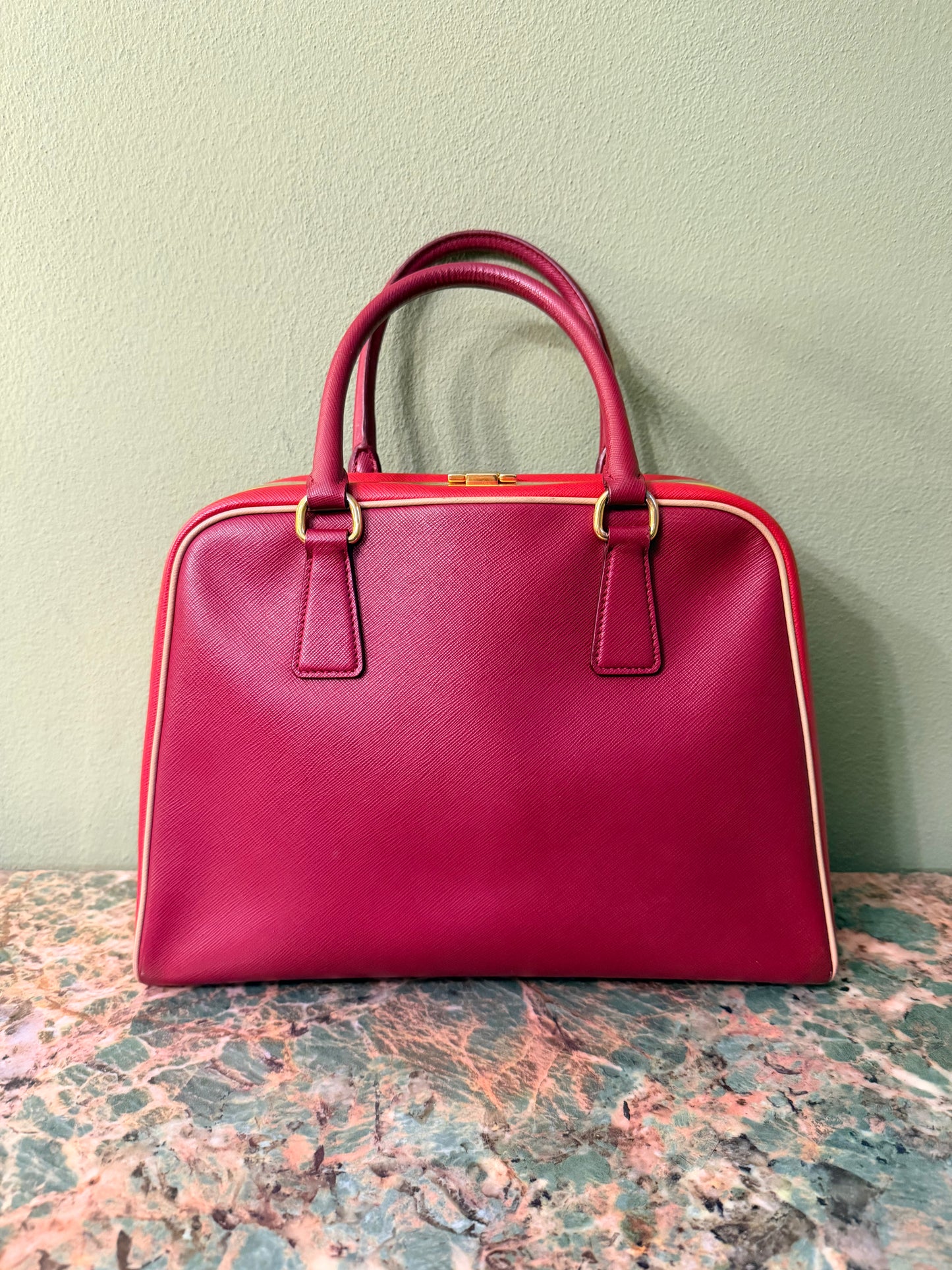 PRADA TRI COLOR SAFFIANO LUX PYRAMID HANDBAG