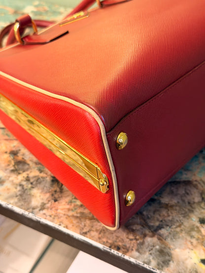 PRADA TRI COLOR SAFFIANO LUX PYRAMID HANDBAG