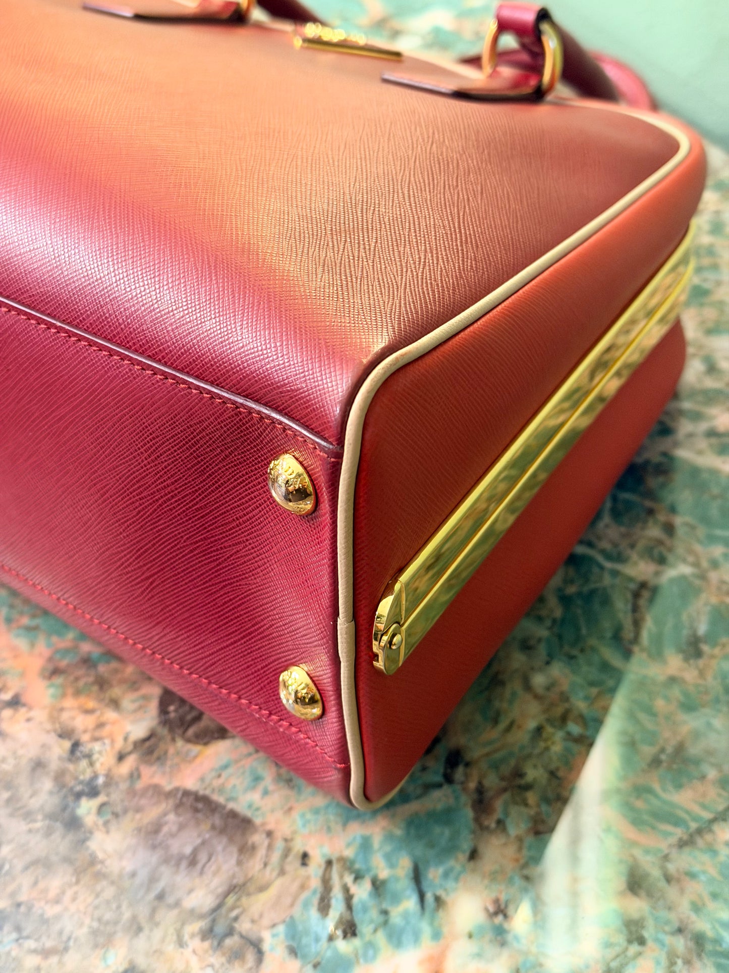 PRADA TRI COLOR SAFFIANO LUX PYRAMID HANDBAG