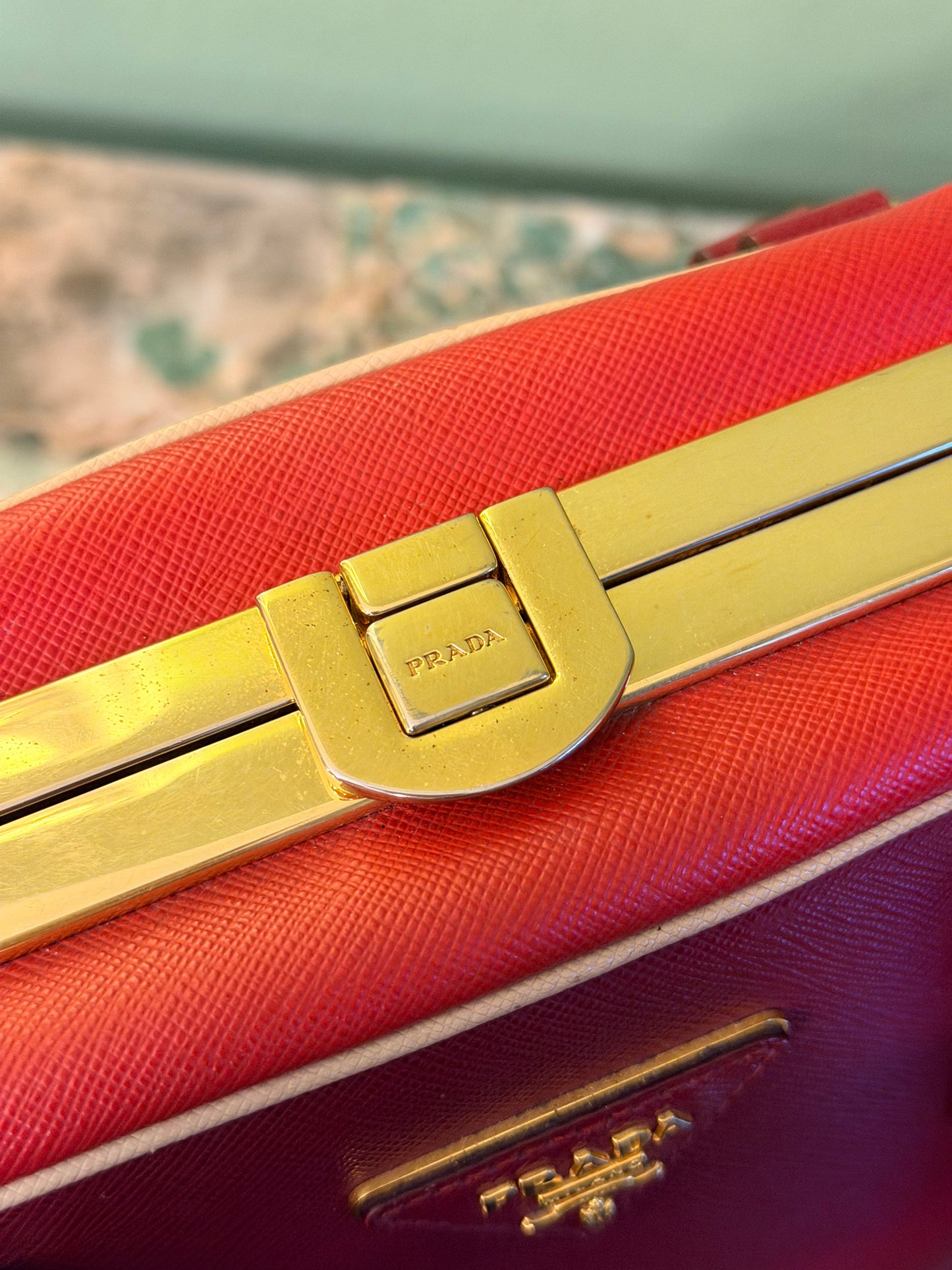 PRADA TRI COLOR SAFFIANO LUX PYRAMID HANDBAG