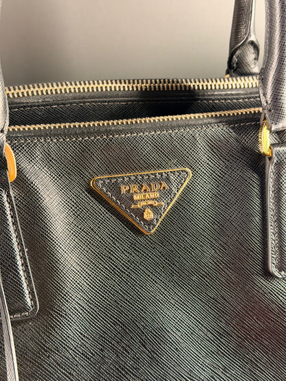 PRADA BLACK SAFFIANO GALLERIA XL HANDBAG