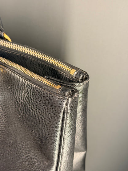 PRADA BLACK SAFFIANO GALLERIA XL HANDBAG