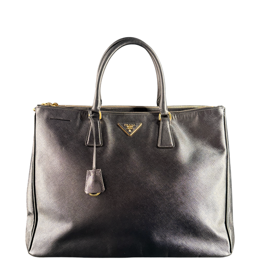 PRADA BLACK SAFFIANO GALLERIA XL HANDBAG