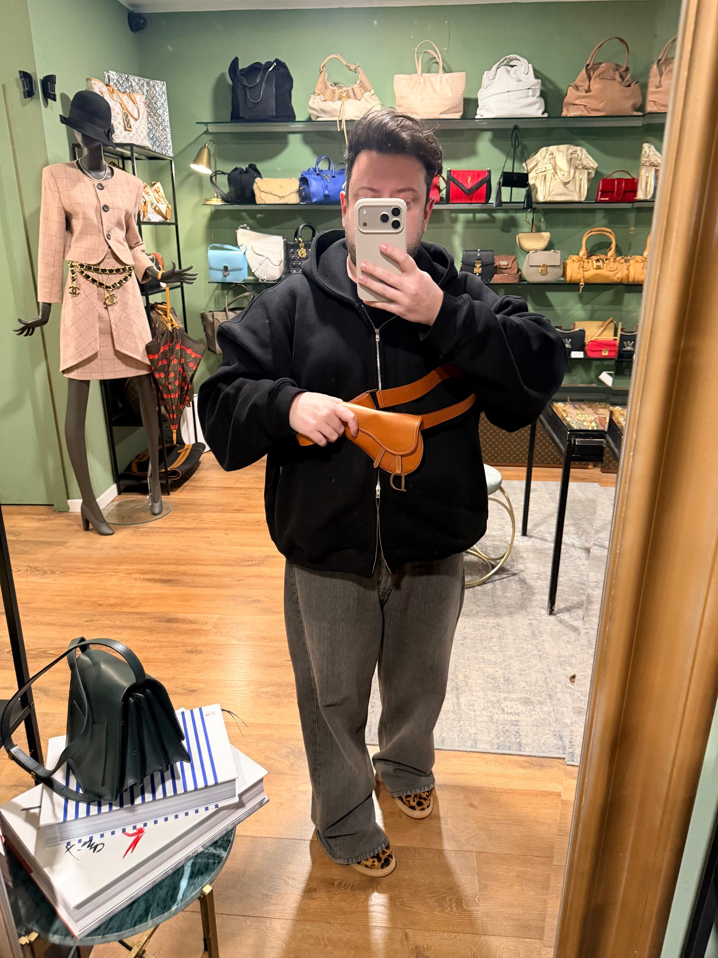 DIOR BY JOHN GALLIANO TAN SADDLE BELT BAG