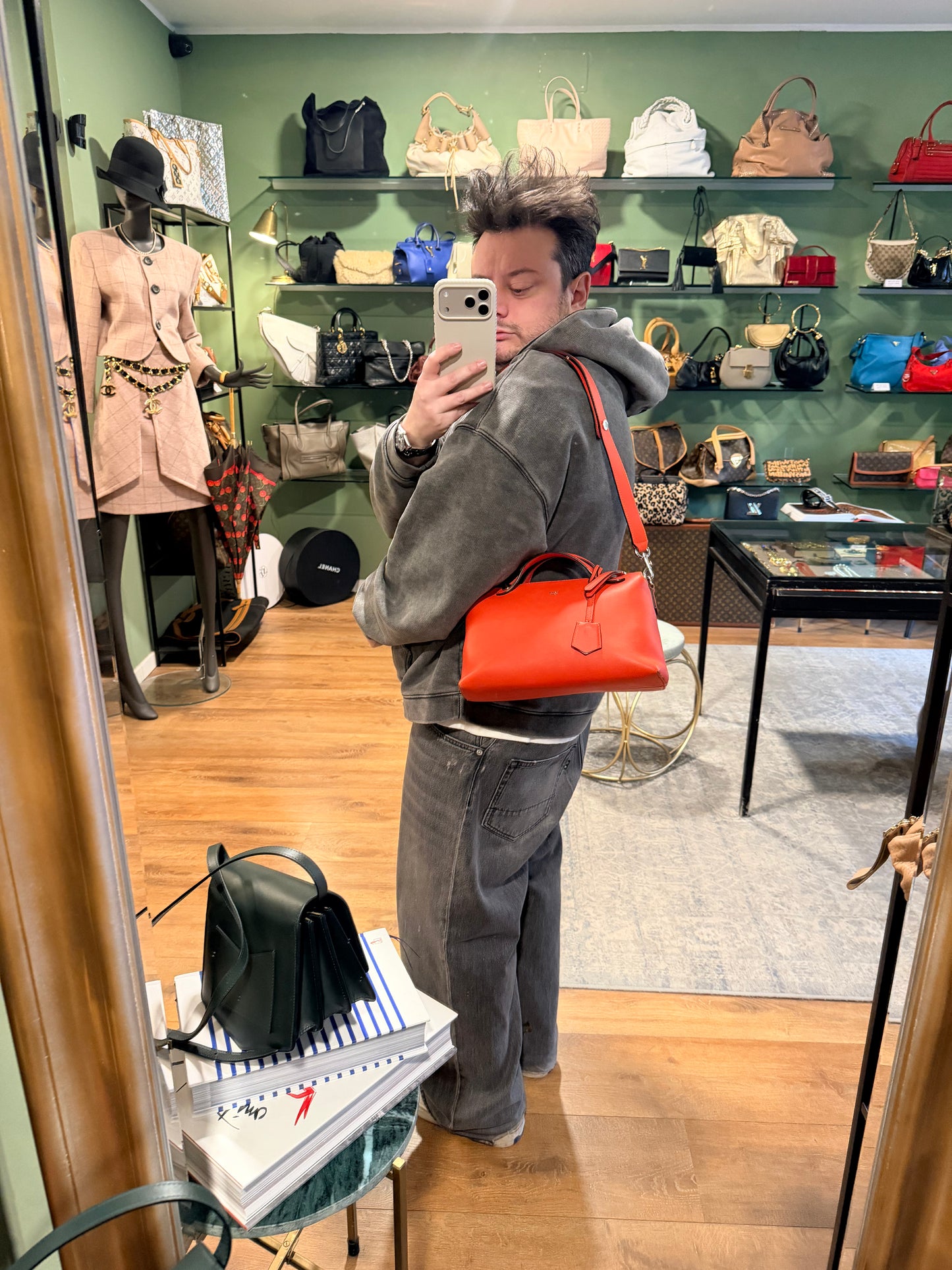 FENDI ORANGE MEDIUM BY THE WAY BOSTON BAG