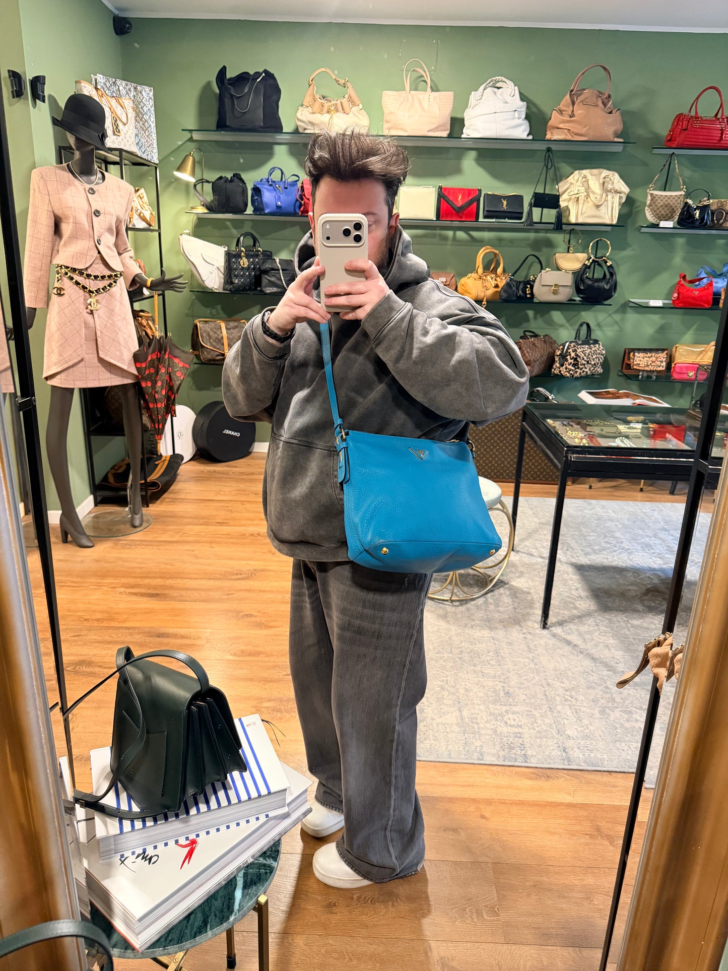 PRADA LIGHT BLUE DAINO CROSSBODY BAG