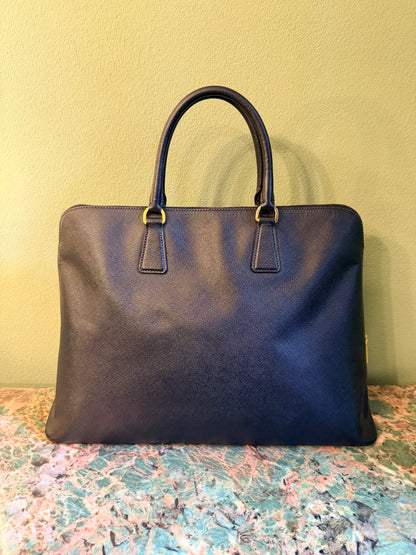 PRADA BLACK SAFFIANO LARGE PROMENADE HANDBAG