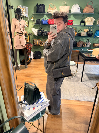 SAINT LAURENT BLACK MEDIUM KATE CROSSBODY BAG