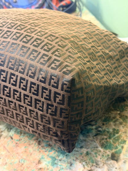 FENDI BROWN ZUCCHINO MEDIUM ROLL TOTE HANDBAG