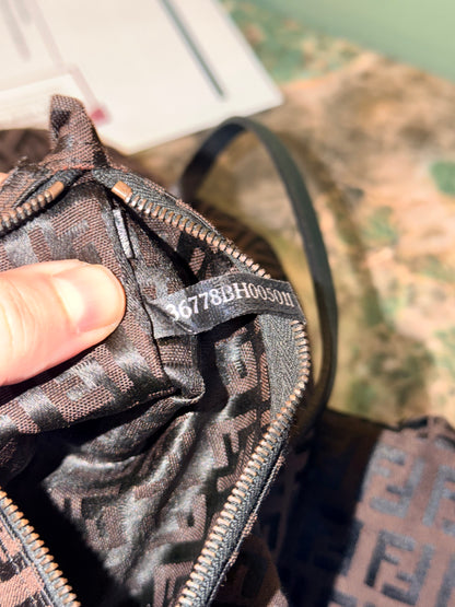 FENDI BROWN ZUCCHINO MEDIUM ROLL TOTE HANDBAG