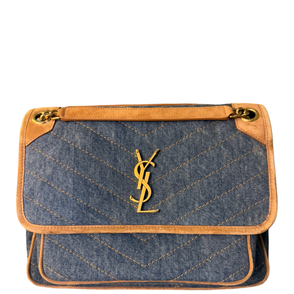 SAINT LAURENT DENIM MEDIUM NIKI SHOULDER BAG