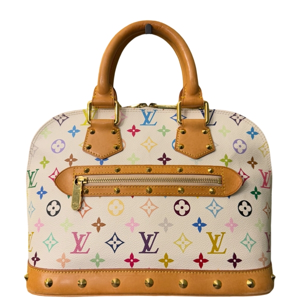 TAKASHI MURAKAMI X LOUIS VUITTON WHITE MULTICOLOR ALMA PM HANDBAG