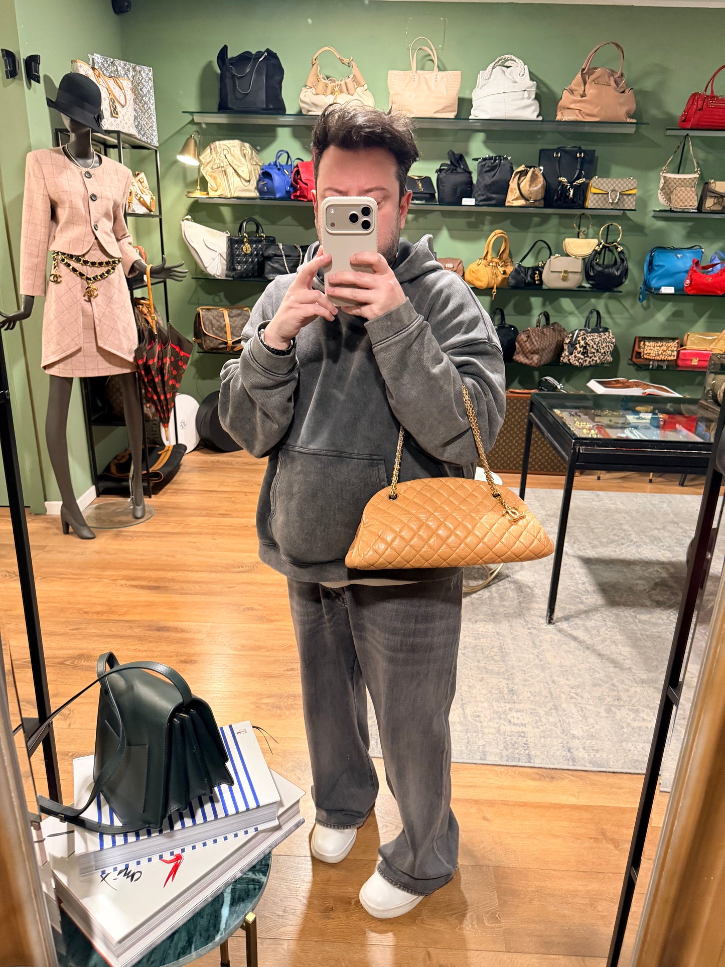 CHANEL BEIGE JUST MADAMOISELLE BOWLING BAG