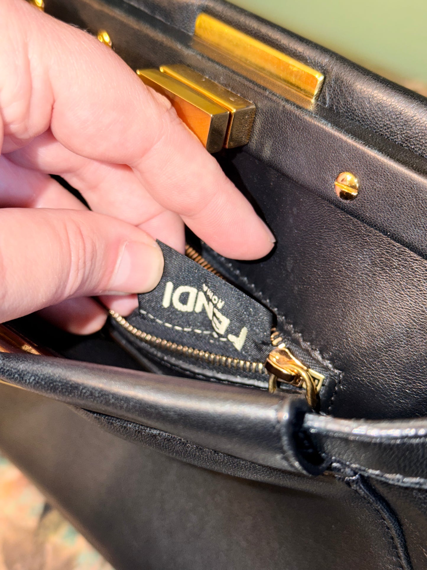 FENDI BLACK MINI PEEKABOO HANDBAG