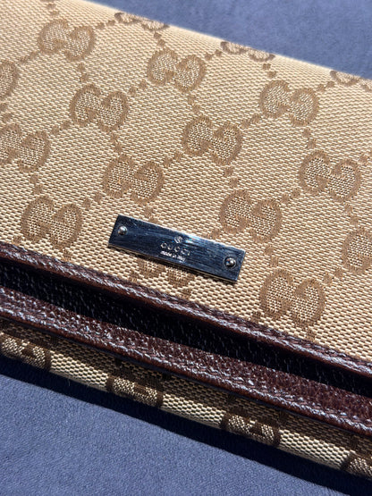 GUCCI GG CANVAS DOUBLE FLAP LONG WALLET