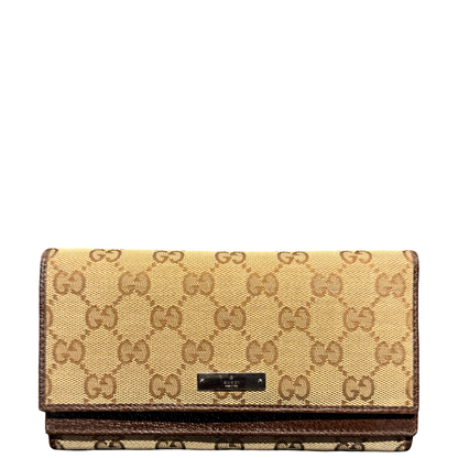 GUCCI GG CANVAS DOUBLE FLAP LONG WALLET