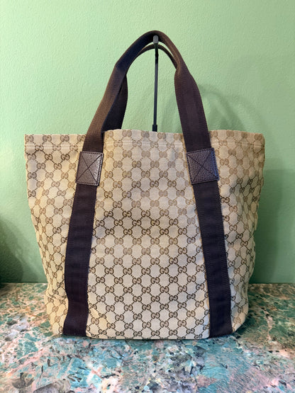 GUCCI BROWN MONOGRAM SHOPPING TOTE
